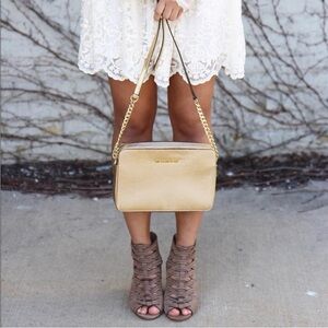 Michael Kors Gold Saffiano Crossbody Bag